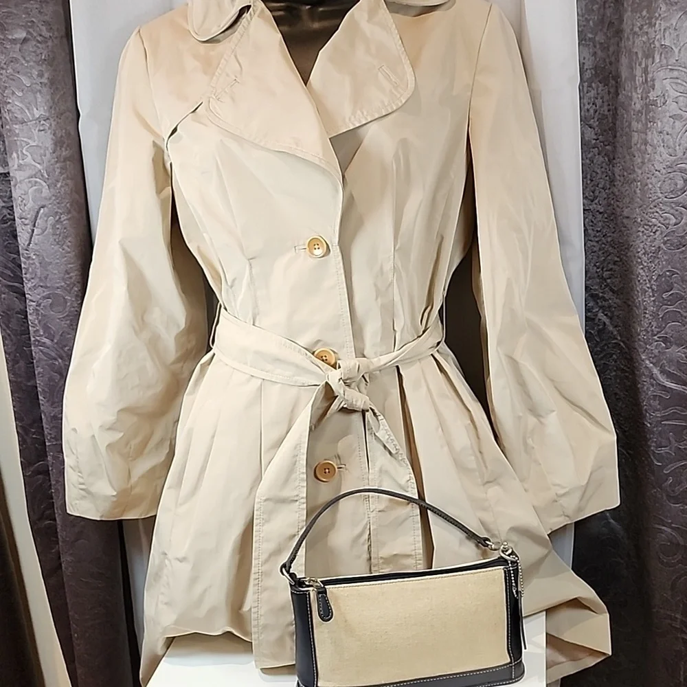 Vintage Coach Linen With Navy Leather Pochette #6115